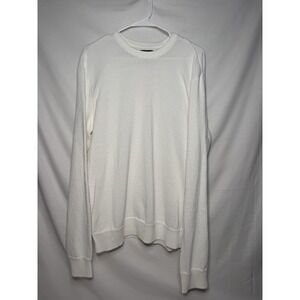 Ben Sherman Mens XL Ivory Textured Knit Crewneck Sweater Cotton Blend Pullover